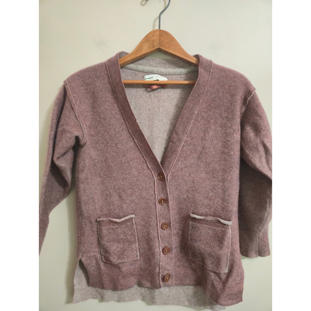 Anthropologie Pilcro 100% Cashmere Cardigan Sweater Pink Grey Small OB1296763